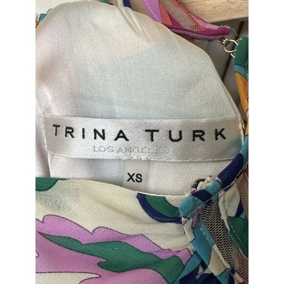 Trina Turk Women's XS Arias Dress in Color Parchment Multi - Picture 4 of 9